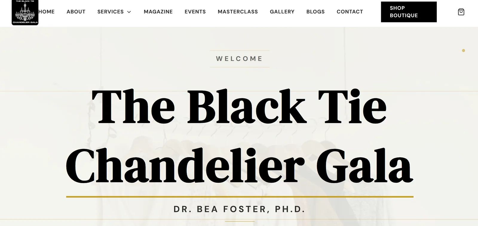The Black Tie Chandelier Gala website