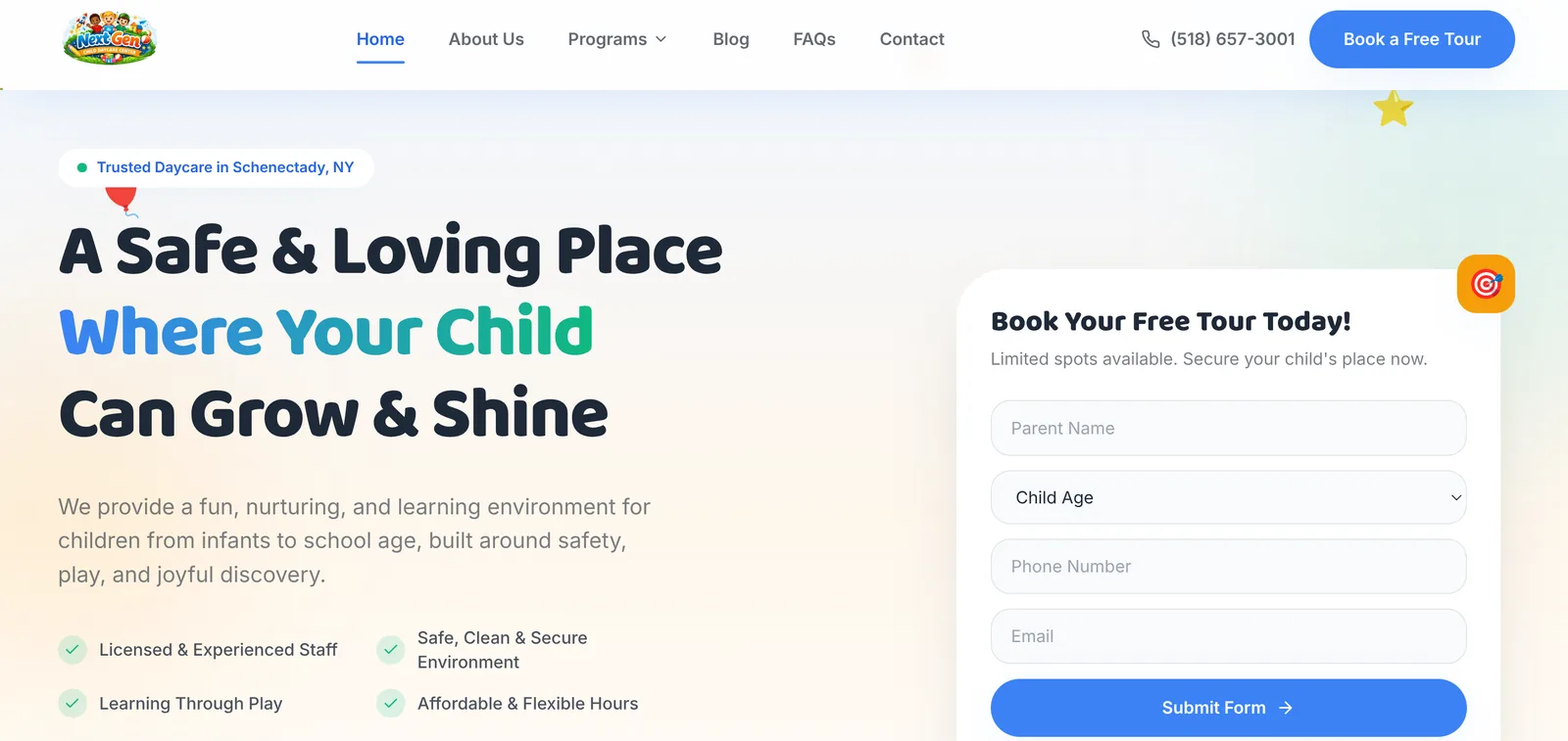 NextGen Child Daycare website